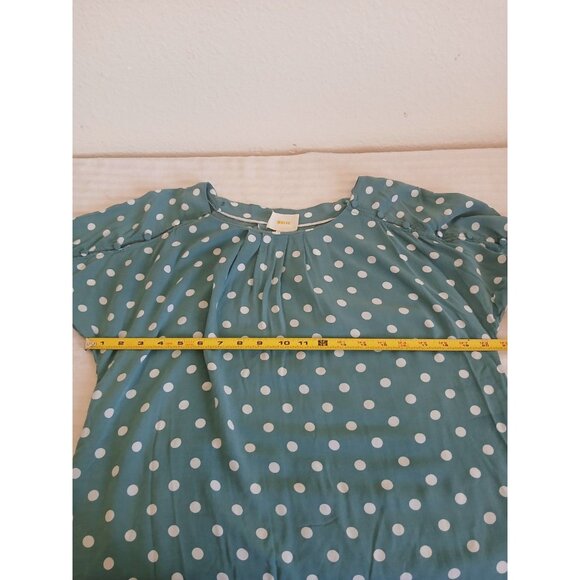 Maeve By Anthropologie Braxton Polka Dot Flutter Sleeve Blouse Small Teal White‎ - Picture 10 of 15